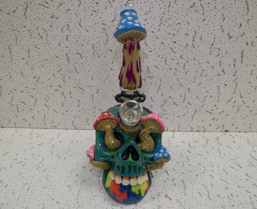 Psychedelic Skull Mushroom Water Pipe